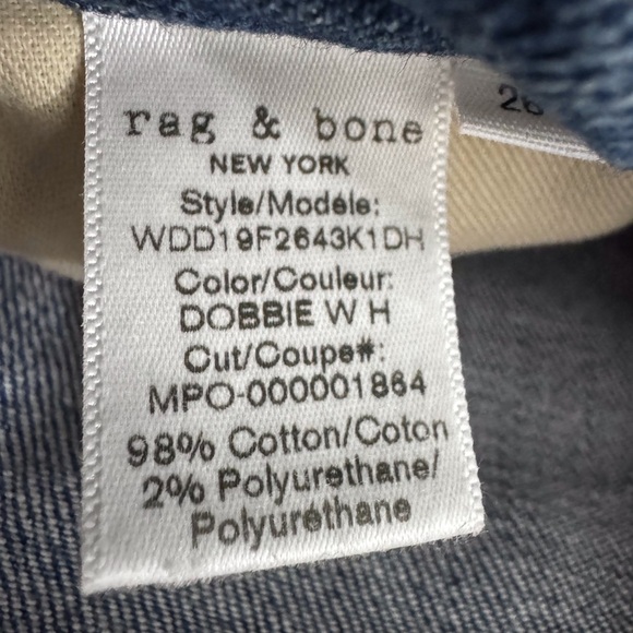 Rag & Bone Dre Low-Rise Slim Boyfriend Jeans Distressed Raw Hem Size 26 - Picture 12 of 12